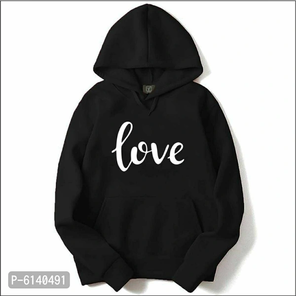Stylish Unisex Feather Design Printed Pullover Hooded for Men & Women - Black, XL(42 inches)