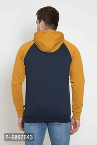 Stylish Cotton Blend Mustard Long Sleeves Regular Fit Hoodie Sweatshirt For Men - Golden, 2XL(48 inches)