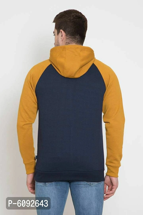 Stylish Cotton Blend Mustard Long Sleeves Regular Fit Hoodie Sweatshirt For Men - Golden, 2XL(48 inches)