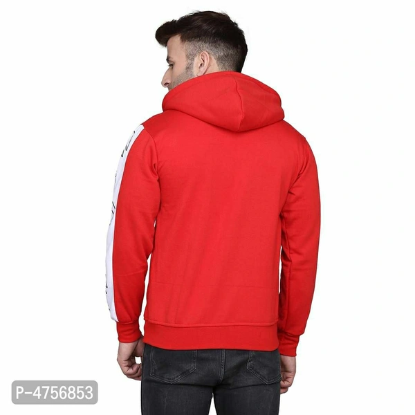 Men Cotton Blend Hooded Zipper Sweatshirt - Red, 2XL(44 inches)