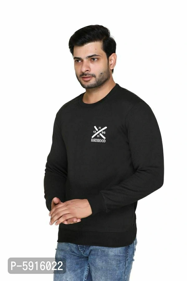 Men's Polyester Sweatshirt - Black, L(40 inches)