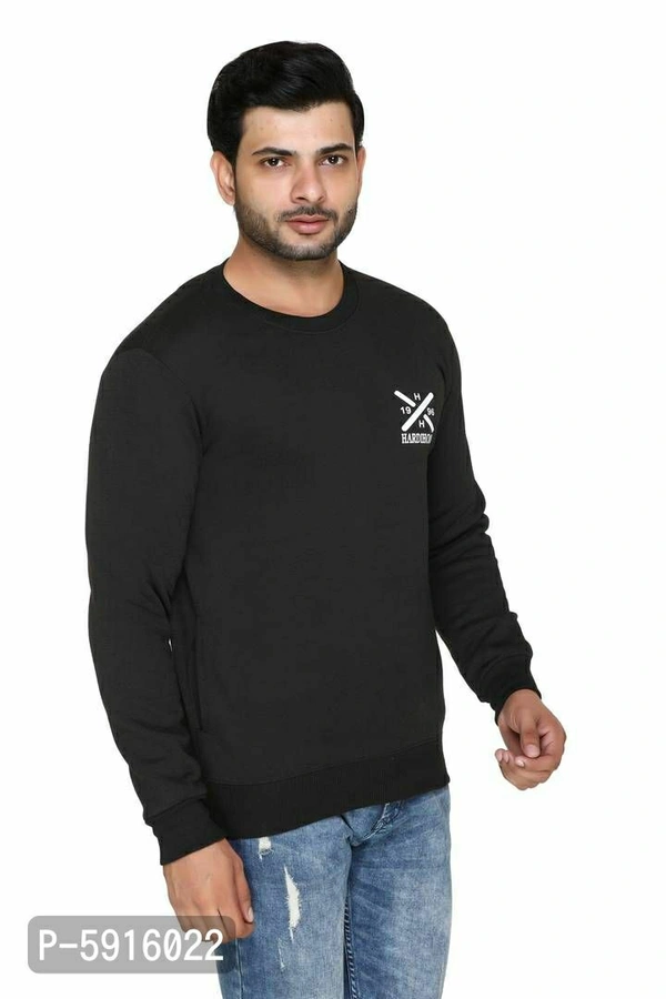 Men's Polyester Sweatshirt - Black, L(40 inches)