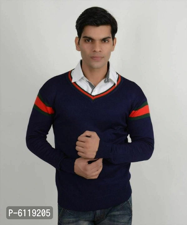Imported High Quality Blue Cotton Sweater For Men's - Navy Blue, L(42 inches)