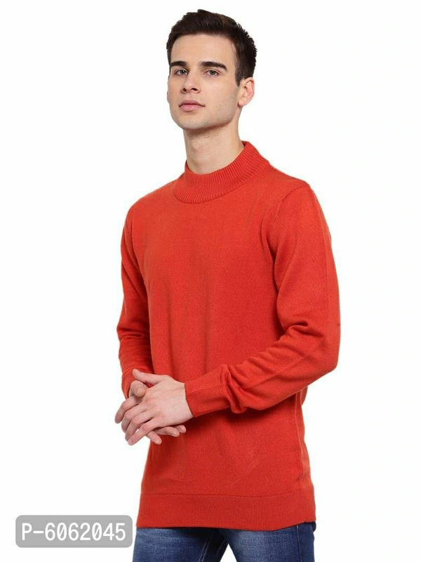 Stylish Acrylic Red Solid Long Sleeves Turtle Neck Sweater For Men - Red, S(38 inches)