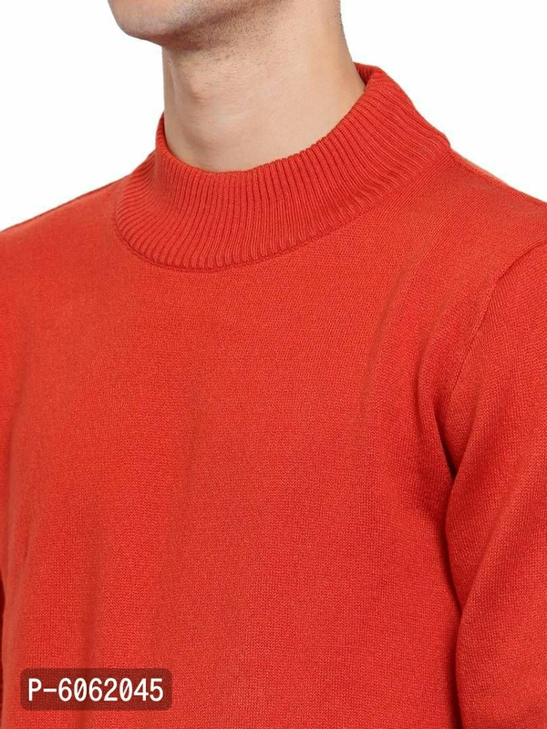 Stylish Acrylic Red Solid Long Sleeves Turtle Neck Sweater For Men - Red, S(38 inches)