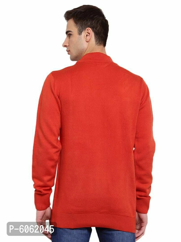 Stylish Acrylic Red Solid Long Sleeves Turtle Neck Sweater For Men - Red, L(42 inches)