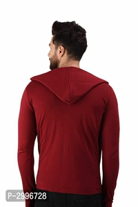 Men's Maroon Cotton Blend Solid Long Sleeves Cardigan - Maroon, L(40 inches)