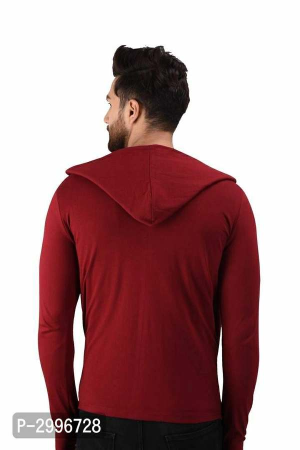 Men's Maroon Cotton Blend Solid Long Sleeves Cardigan - Maroon, L(40 inches)