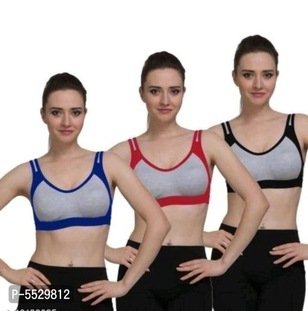 Women sports bra double molded  ( pack of 3) - Blue, 28