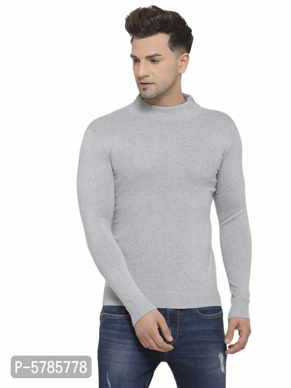 Men Grey Solid Pullover Sweater - Grey , L(40 inches)