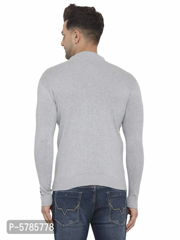 Men Grey Solid Pullover Sweater - Grey, XL(44 inches)
