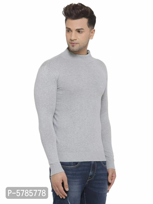 Men Grey Solid Pullover Sweater - Grey, XL(44 inches)