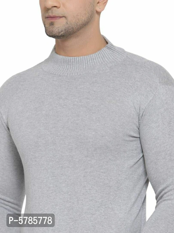 Men Grey Solid Pullover Sweater - Grey, XL(44 inches)