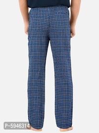 Stylish Navy Blue Super Combed Cotton Premium Checked Pajama For Men - Navy Blue, S
