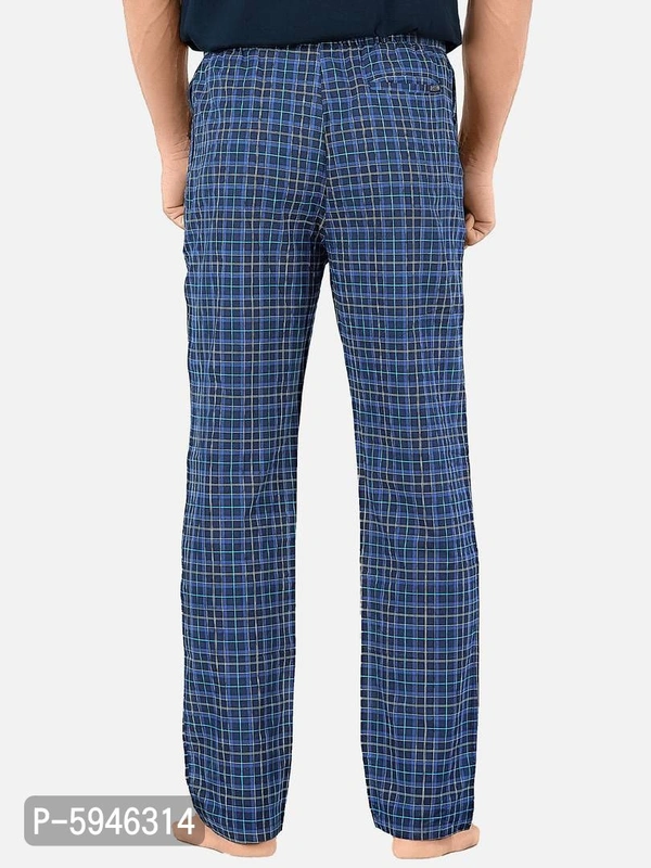 Stylish Navy Blue Super Combed Cotton Premium Checked Pajama For Men - Navy Blue, S