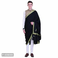 Fashionable Black Pashmina Viscose Solid Shawl For Men - Black, Length- 240 cm X Width - 90 cm