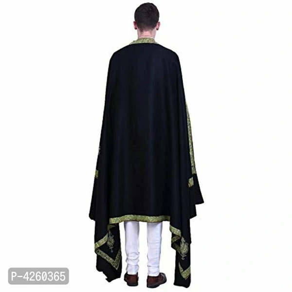 Fashionable Black Pashmina Viscose Solid Shawl For Men - Black, Length- 240 cm X Width - 90 cm