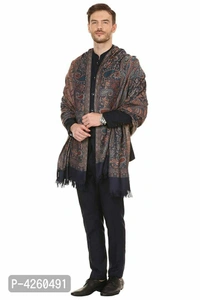 Modern Multicoloured Faux Pashmina Wool Shawl For Men - Multicolored, Length - 240 cm X Width - 90 cm