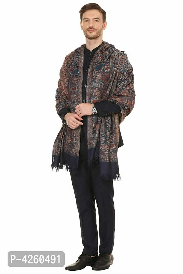 Modern Multicoloured Faux Pashmina Wool Shawl For Men - Multicolored, Length - 240 cm X Width - 90 cm