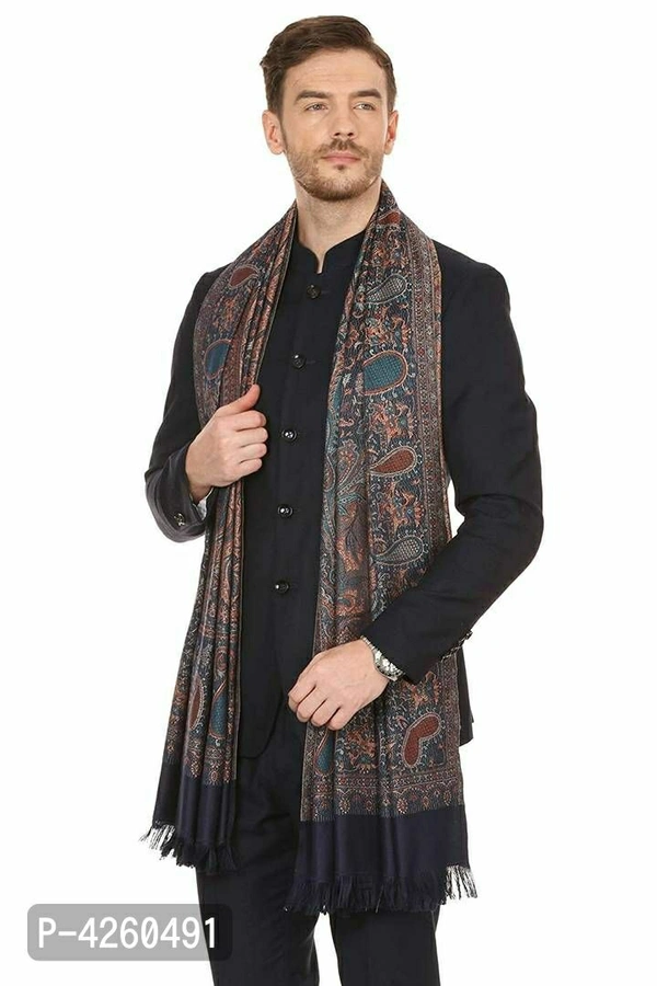 Modern Multicoloured Faux Pashmina Wool Shawl For Men - Multicolored, Length - 240 cm X Width - 90 cm