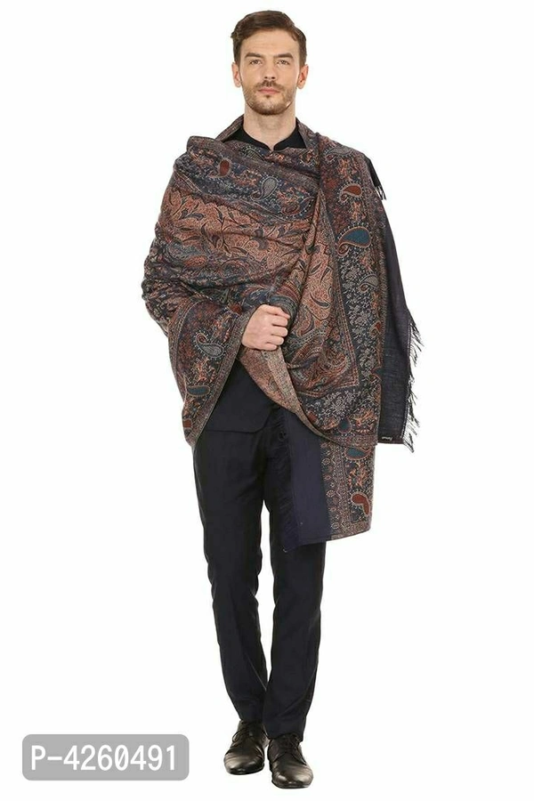 Modern Multicoloured Faux Pashmina Wool Shawl For Men - Multicolored, Length - 240 cm X Width - 90 cm