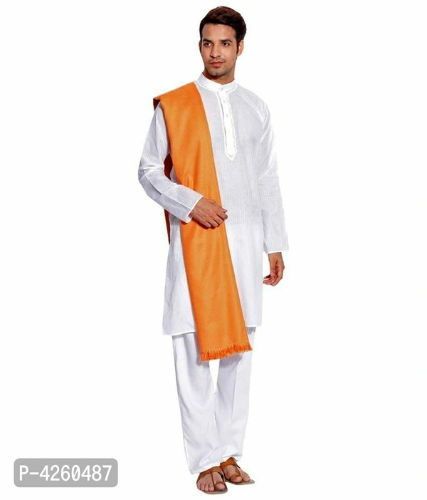 Modern Orange Pashmina Wool Solid Shawl For Men - Orange, Length - 240 cm X Width - 90 cm