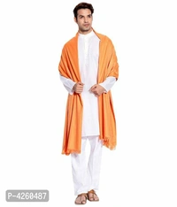 Modern Orange Pashmina Wool Solid Shawl For Men - Orange, Length - 240 cm X Width - 90 cm