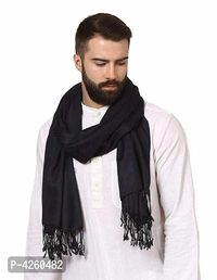 Modern Black Wool Jaquard Woven Shawl For Men - Black, Length - 240 cm X Width - 90 cm