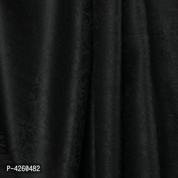 Modern Black Wool Jaquard Woven Shawl For Men - Black, Length - 240 cm X Width - 90 cm