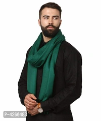 Modern Olive Wool Jaquard Woven Shawl For Men - Olive, Length - 240 cm X Width - 90 cm