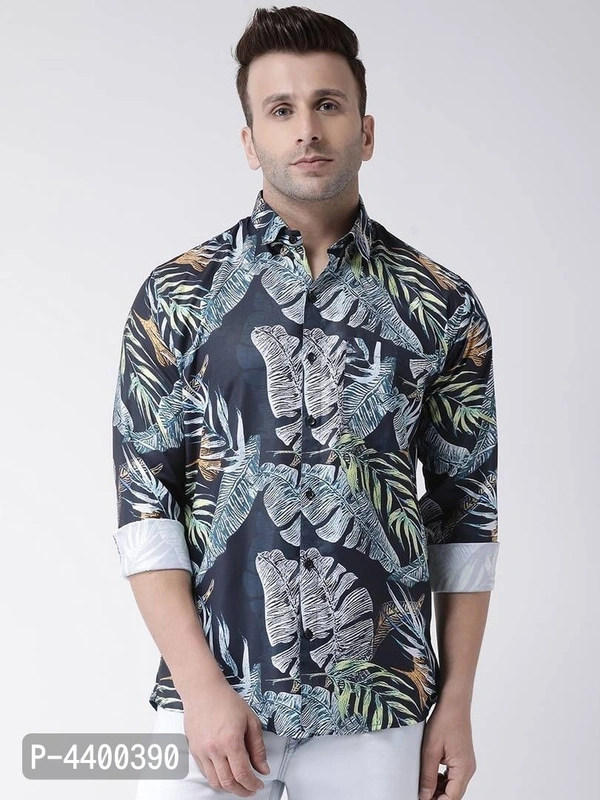 Stylish Grey Printed Cotton Blend Slim Fit Casual Shirt For Men - Grey, 40 inches