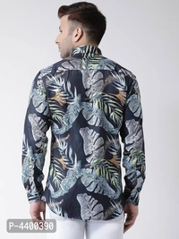 Stylish Grey Printed Cotton Blend Slim Fit Casual Shirt For Men - Grey, 40 inches