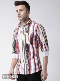 Stylish White Striped Cotton Blend Slim Fit Casual Shirt For Men - White, 40 inches