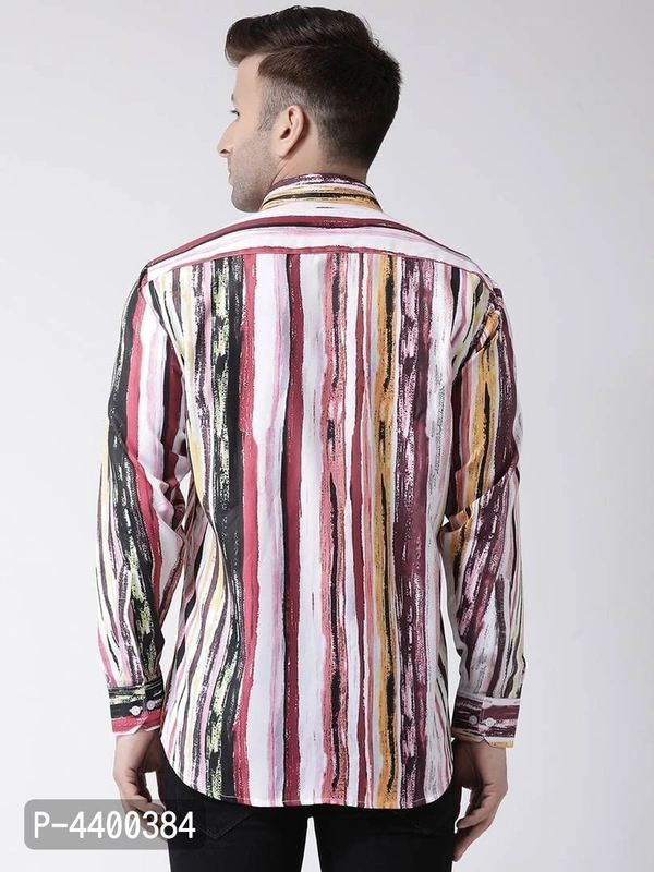 Stylish White Striped Cotton Blend Slim Fit Casual Shirt For Men - White, 40 inches