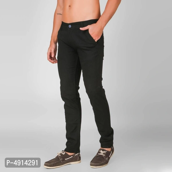 Mens Black Polycotton Regular Fit Mid Waist Jeans - 32 inches, Black