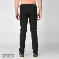Mens Black Polycotton Regular Fit Mid Waist Jeans - 34 inches, Black