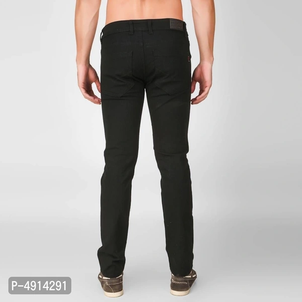 Mens Black Polycotton Regular Fit Mid Waist Jeans - 34 inches, Black