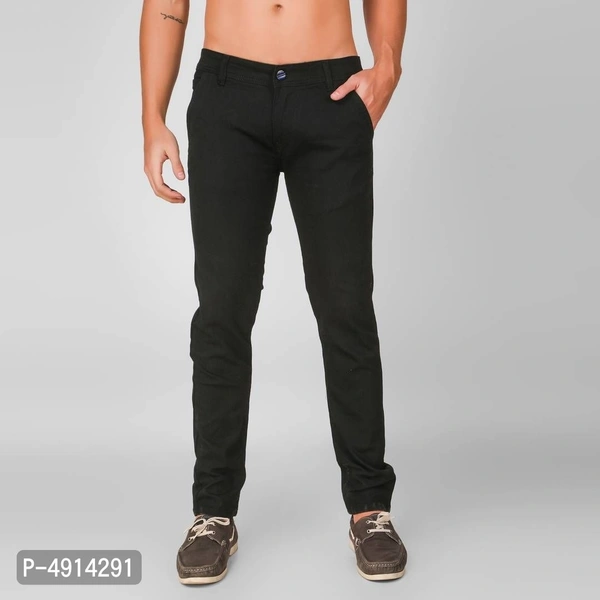 Mens Black Polycotton Regular Fit Mid Waist Jeans - 34 inches, Black