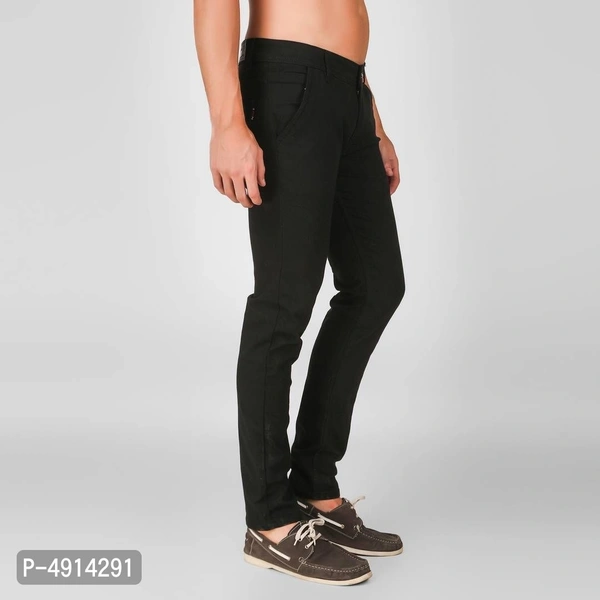 Mens Black Polycotton Regular Fit Mid Waist Jeans - 34 inches, Black