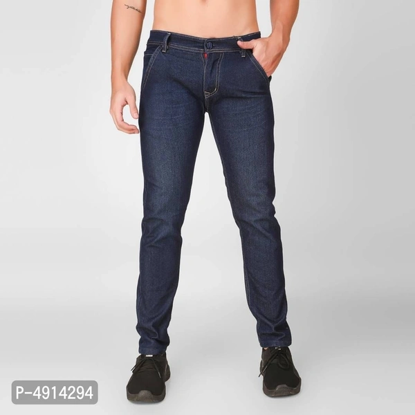 Mens Blue Denim Regular Fit Mid Waist Jeans - 32 inches, Blue