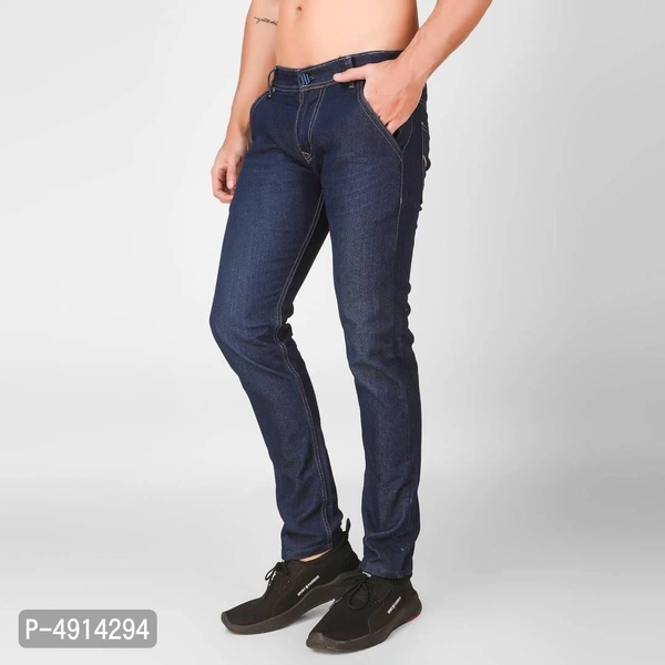 Mens Blue Denim Regular Fit Mid Waist Jeans - 32 inches, Blue