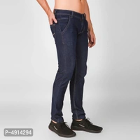 Mens Blue Denim Regular Fit Mid Waist Jeans - 34 inches, Blue