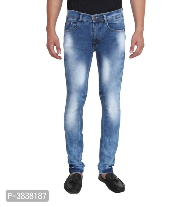 Men Blue Faded Regular Fit Denim  Mid-Rise Jeans - Blue, 34 inches