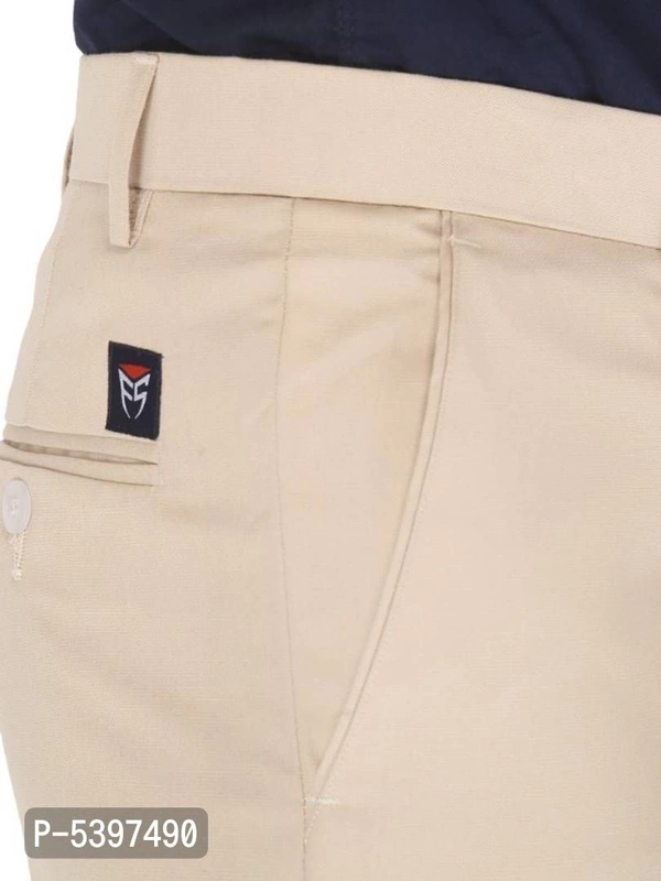 Fancy Cotton Blend Trouser for Men - 38 inches, Beige