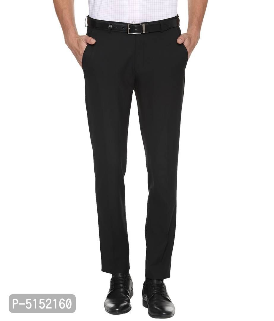 Buy LOUIS PHILIPPE Black Checks Polyester Slim Fit Men's Formal Trousers |  Shoppers Stop