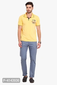 Men's Blue Cotton Solid Mid-Rise Casual Regular Fit Chinos - Blue, 30 inches