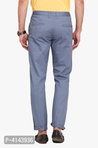 Men's Blue Cotton Solid Mid-Rise Casual Regular Fit Chinos - Blue, 36 inches