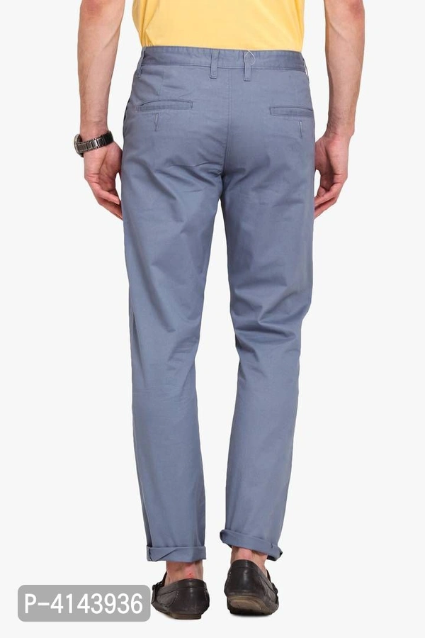 Men's Blue Cotton Solid Mid-Rise Casual Regular Fit Chinos - Blue, 36 inches