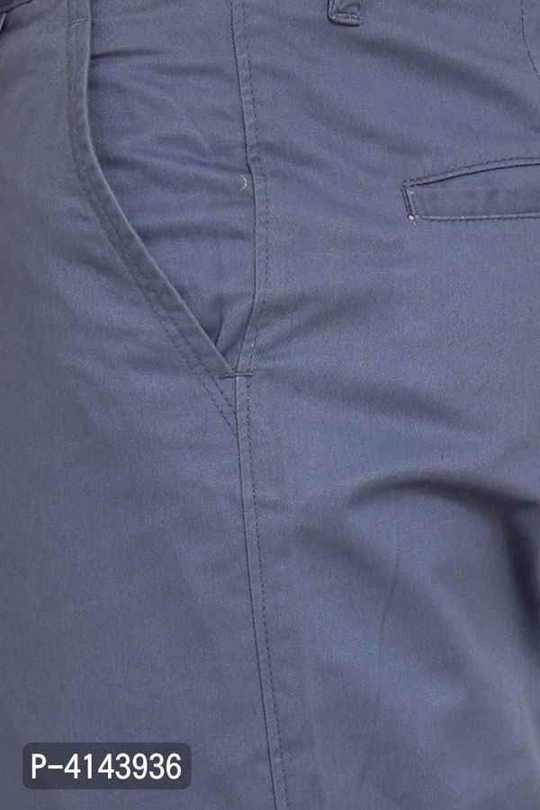 Men's Blue Cotton Solid Mid-Rise Casual Regular Fit Chinos - Blue, 36 inches