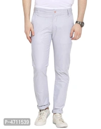 Stylish Cotton Off White Solid Smart Fit Chinos For Men - Off White, 36 inches